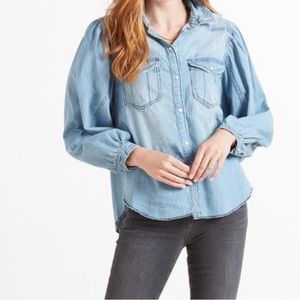 Free People With Love Denim Top